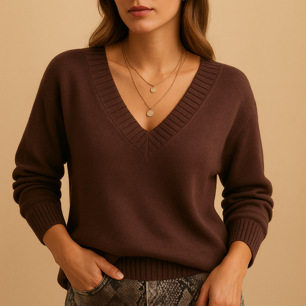 Mackenzie ribbed V neck sweater