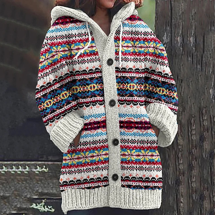 Fern hooded nordic knit cardigan