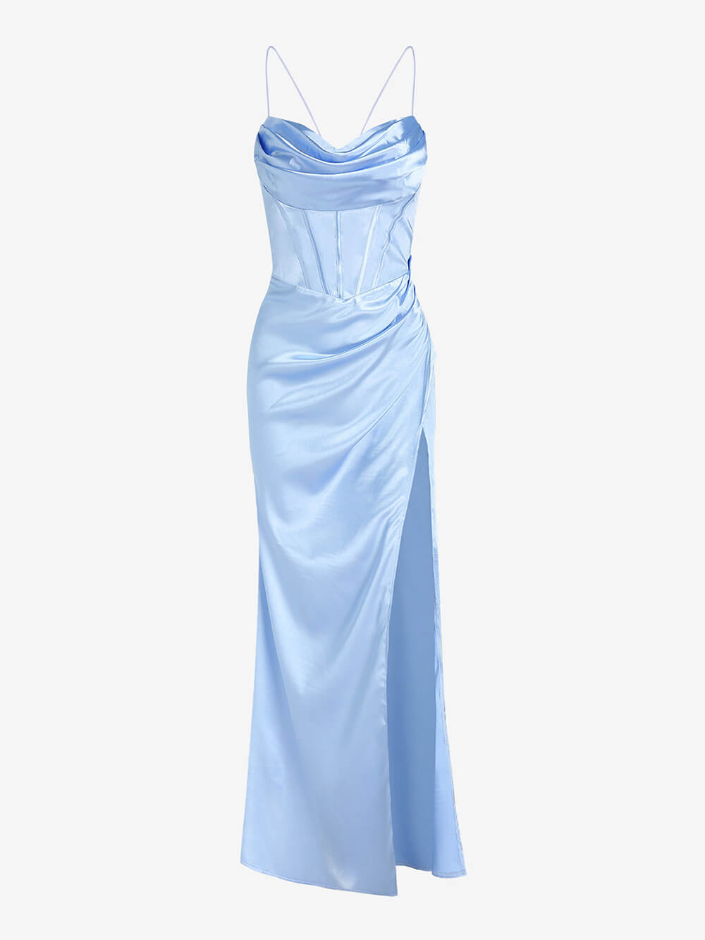 Marcela fitted satin maxi dress – image 3