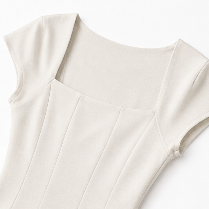 Evangeline square neck satin midi dress – image 7