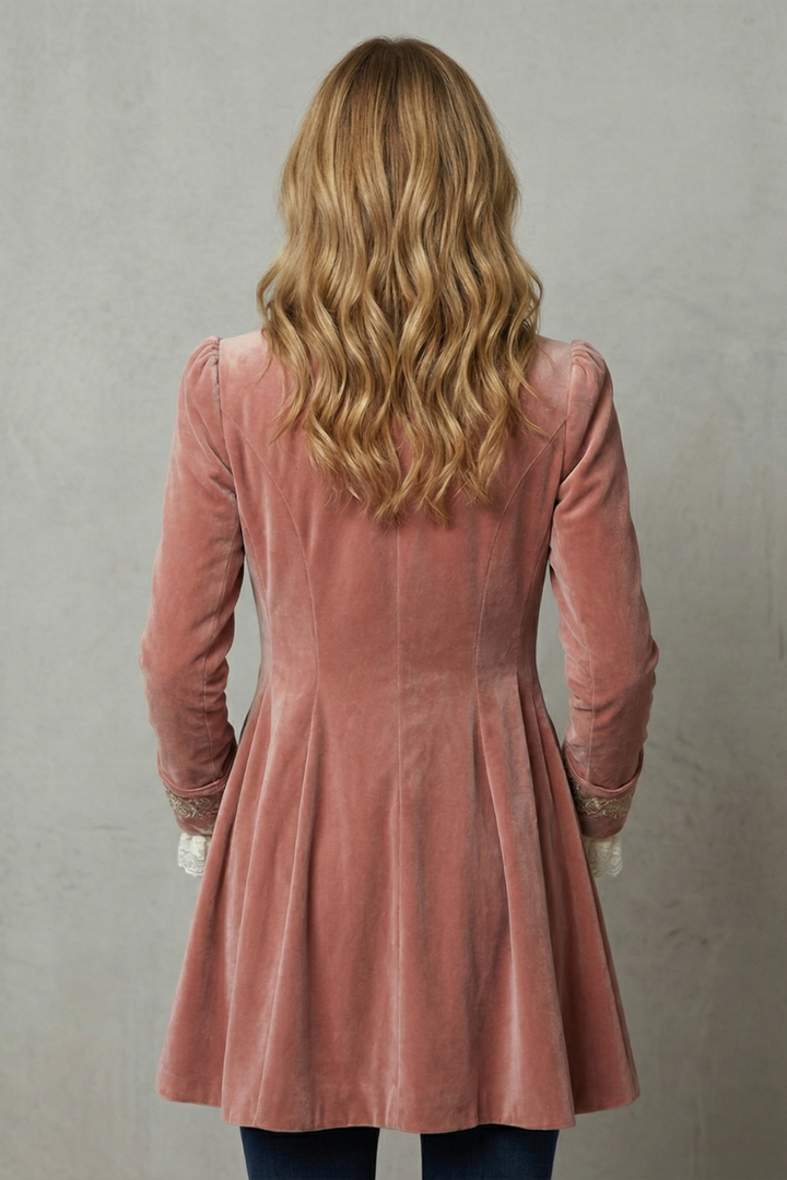 Niamh embroidered velvet longline coat – image 4