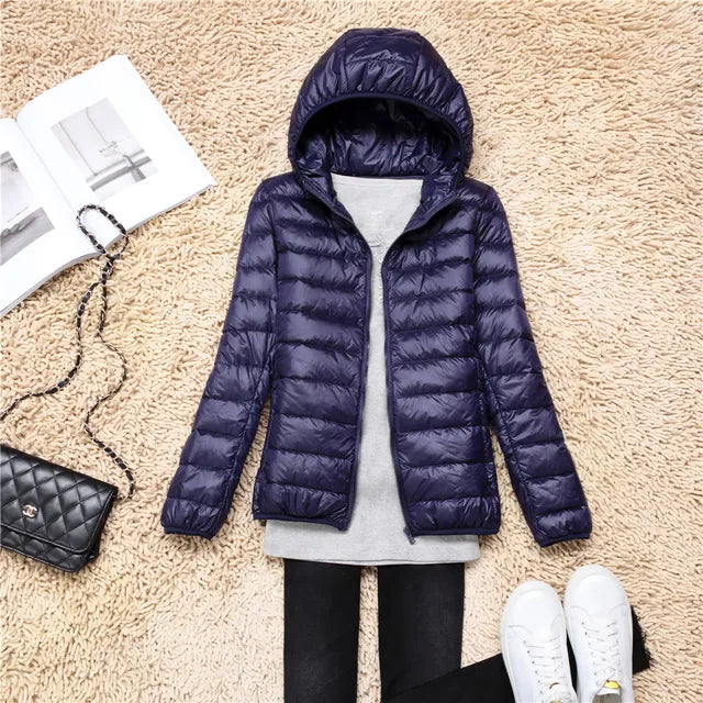 Alyssa ultralight packable puffer jacket with hood