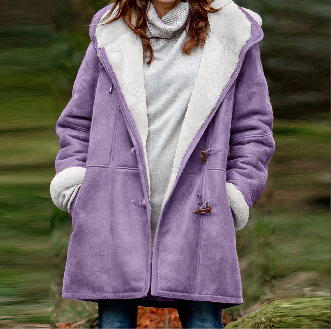 Renee hooded long sleeve velvet coat – image 3