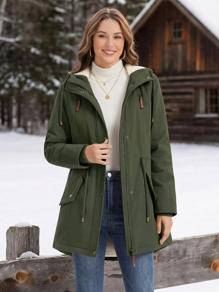 Elora sherpa lined hooded parka with drawstring waist – image 10