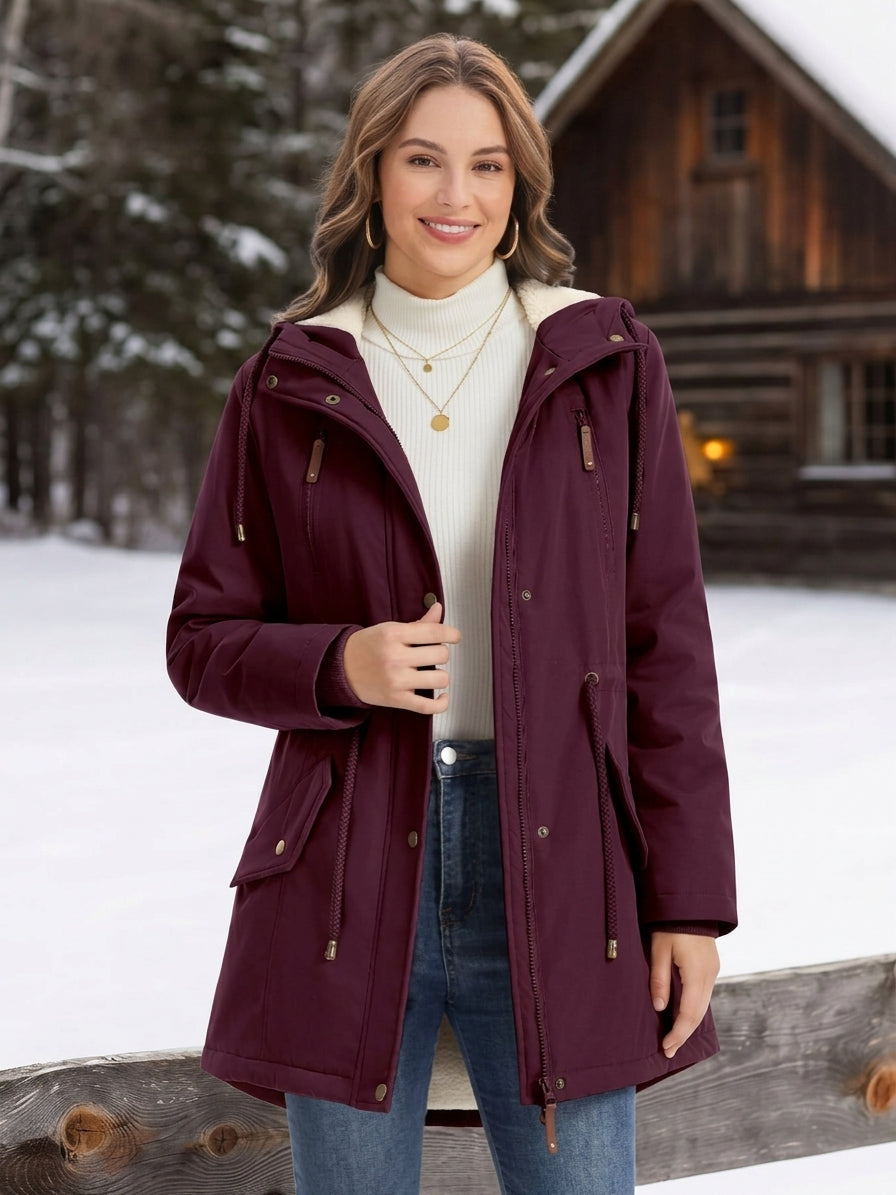 Elora sherpa lined hooded parka with drawstring waist – image 8