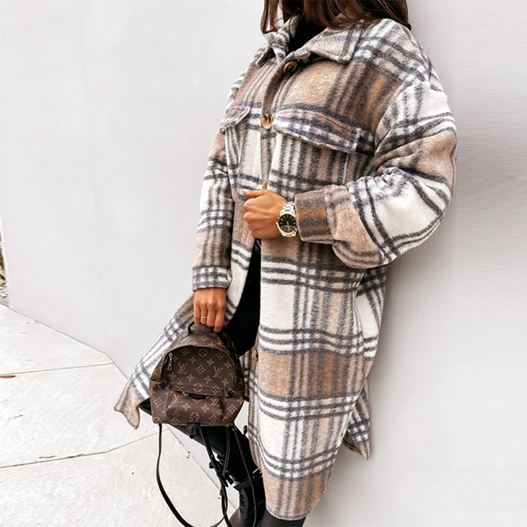 Kira long plaid coat – image 6