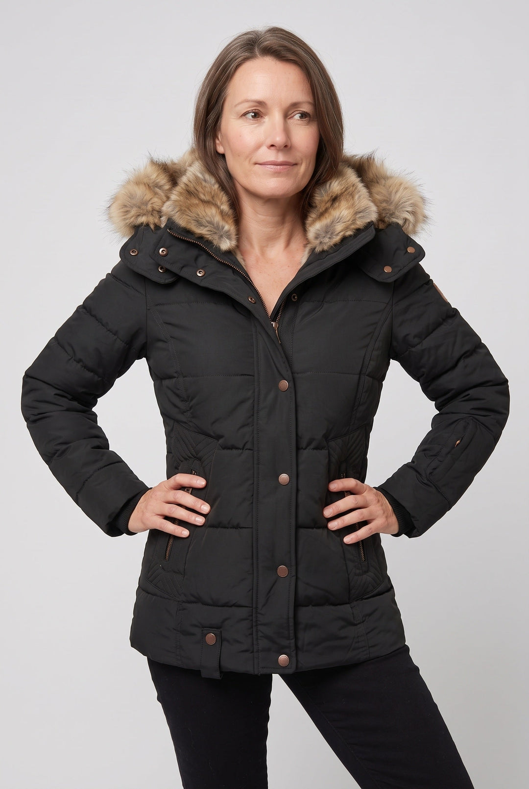 Laurel faux fur hood quilted jacket – image 3