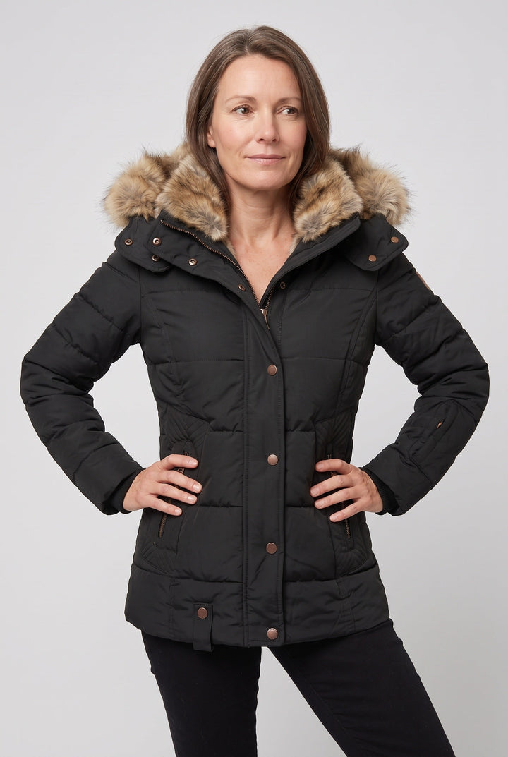 Laurel faux fur hood quilted jacket – image 3