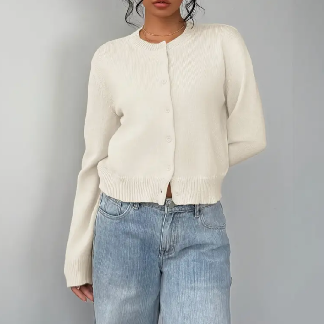 Hailey cropped crew neck cardigan – image 2