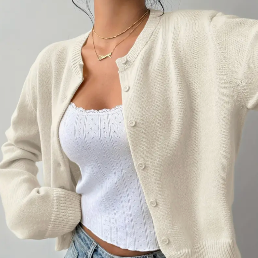 Hailey cropped crew neck cardigan – image 3