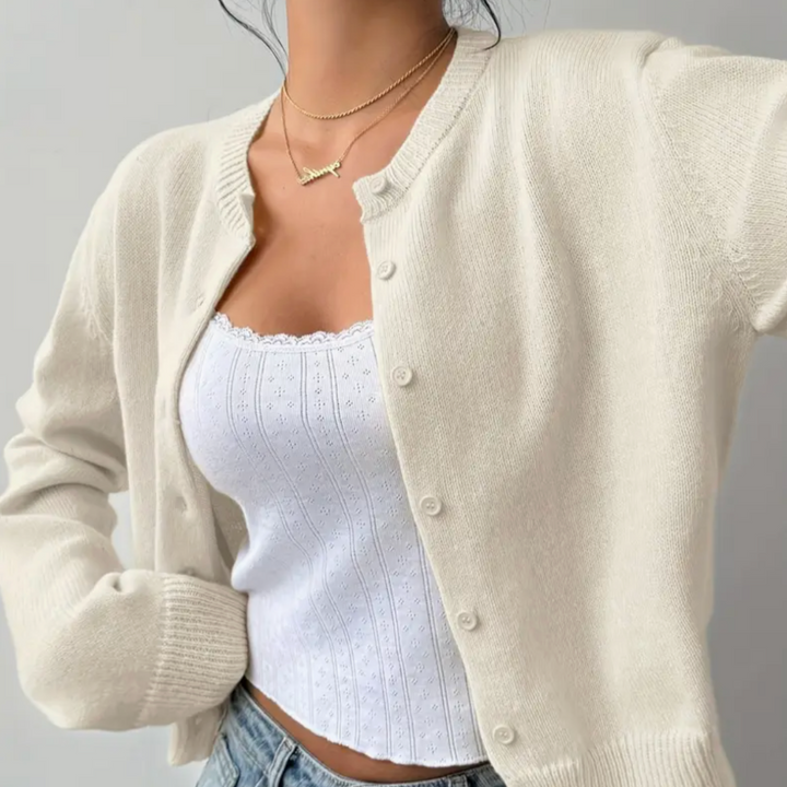 Hailey cropped crew neck cardigan – image 3