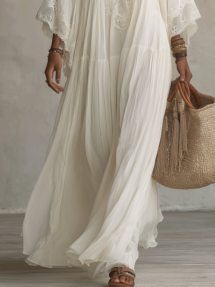 Brielle lace trim V neck maxi dress – image 13