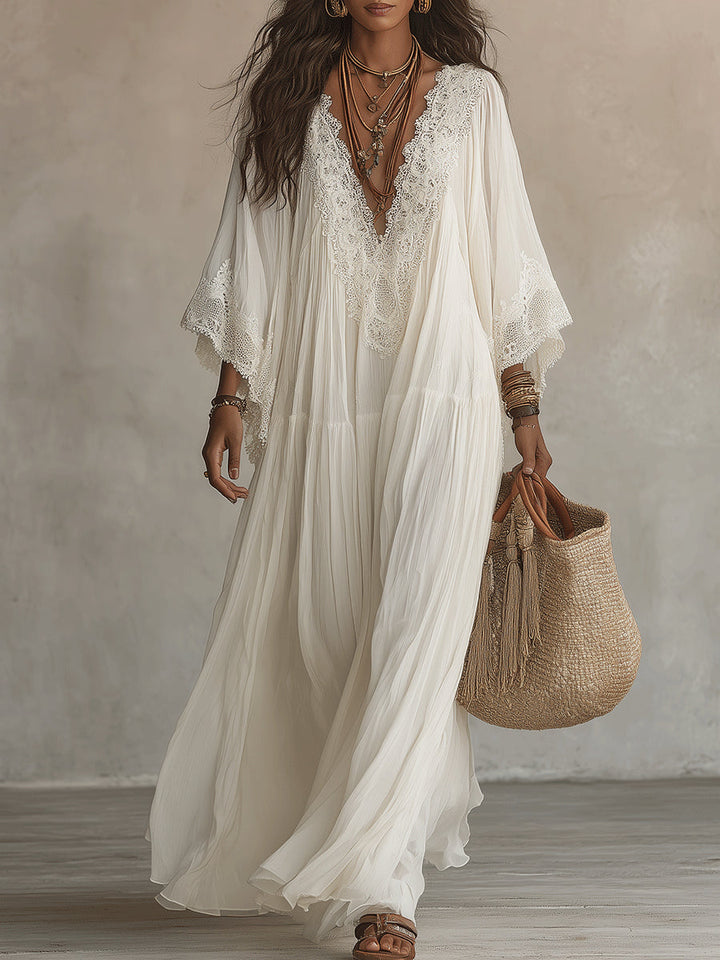 Brielle lace trim V neck maxi dress – image 2