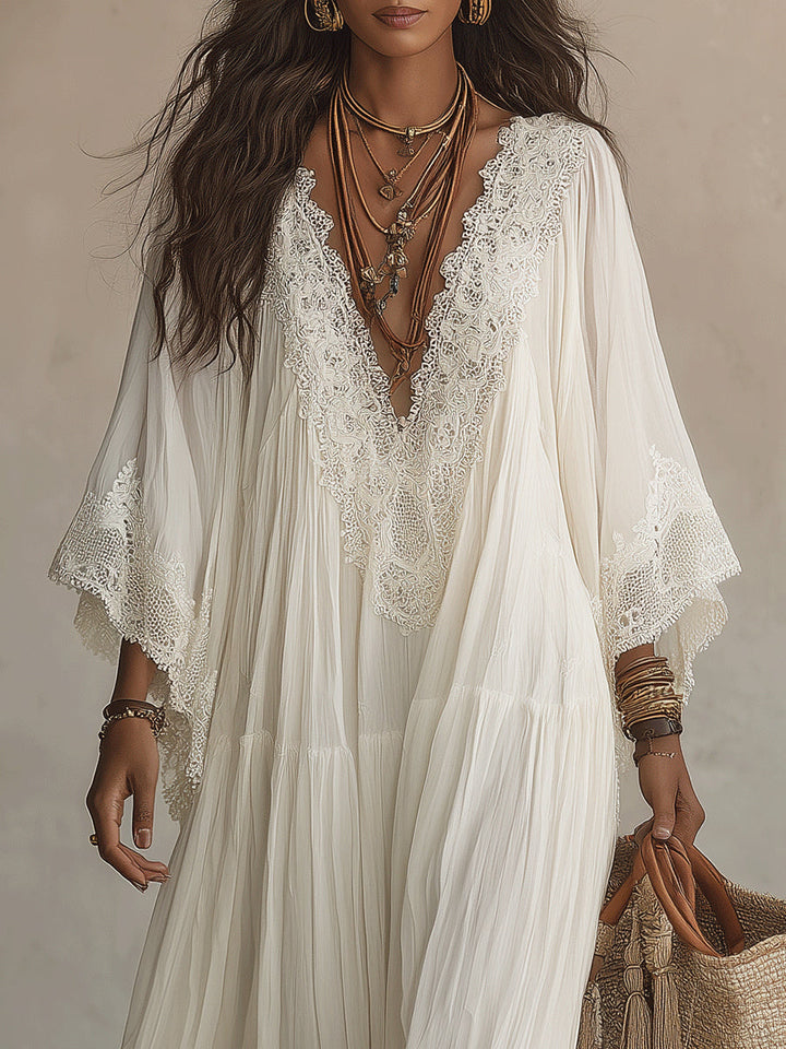 Brielle lace trim V neck maxi dress – image 12