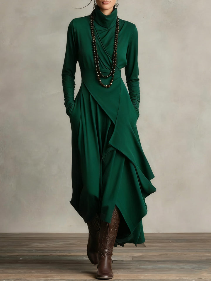 Corinna high neck long sleeve asymmetric maxi dress – image 11