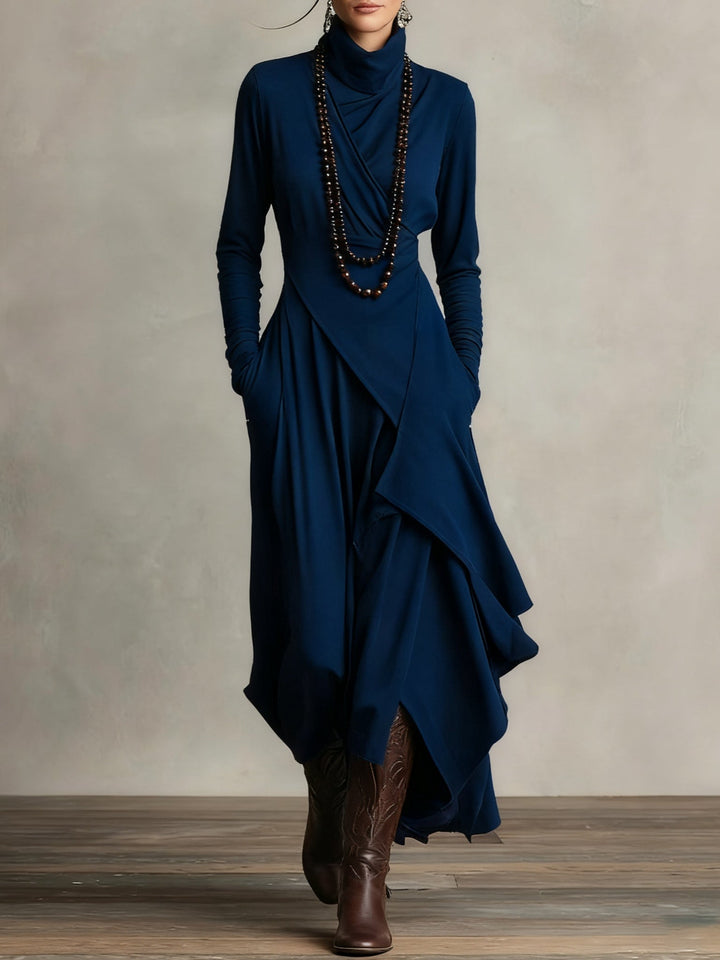 Corinna high neck long sleeve asymmetric maxi dress – image 10