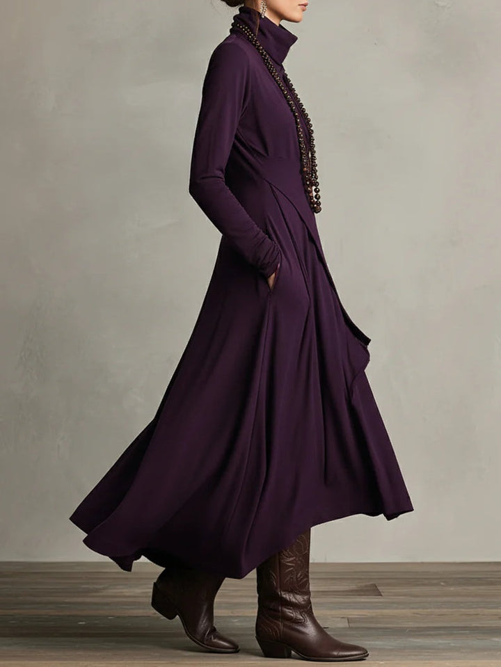 Corinna high neck long sleeve asymmetric maxi dress – image 3