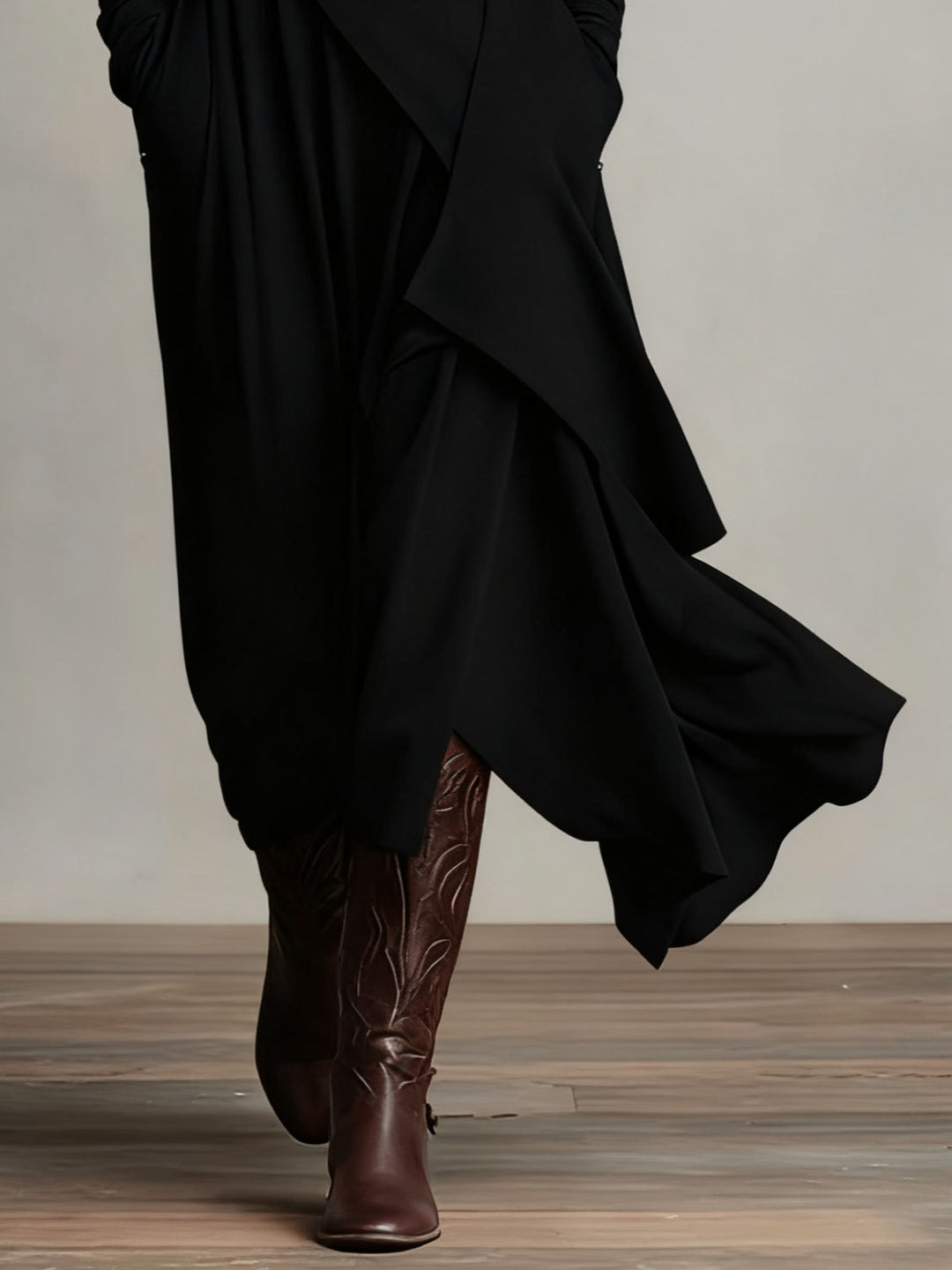 Corinna high neck long sleeve asymmetric maxi dress – image 8
