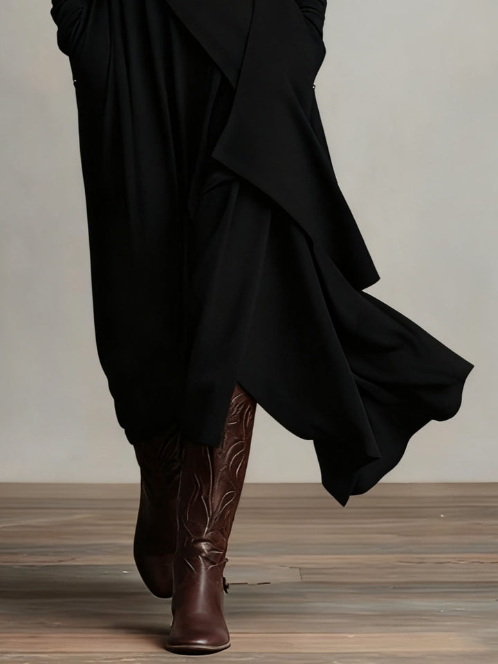 Corinna high neck long sleeve asymmetric maxi dress – image 8