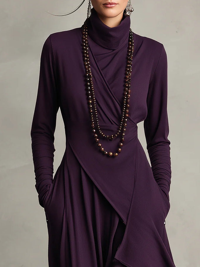 Corinna high neck long sleeve asymmetric maxi dress – image 4