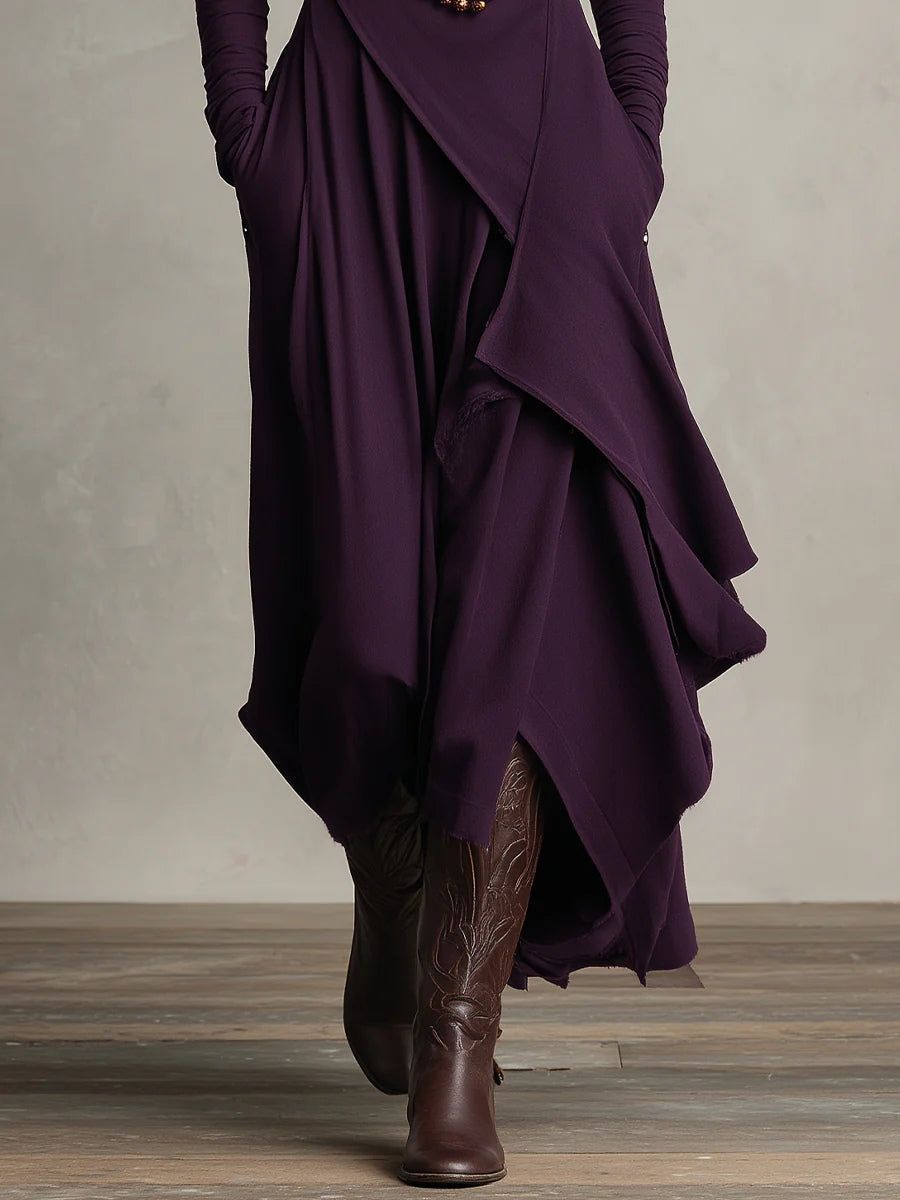 Corinna high neck long sleeve asymmetric maxi dress – image 5