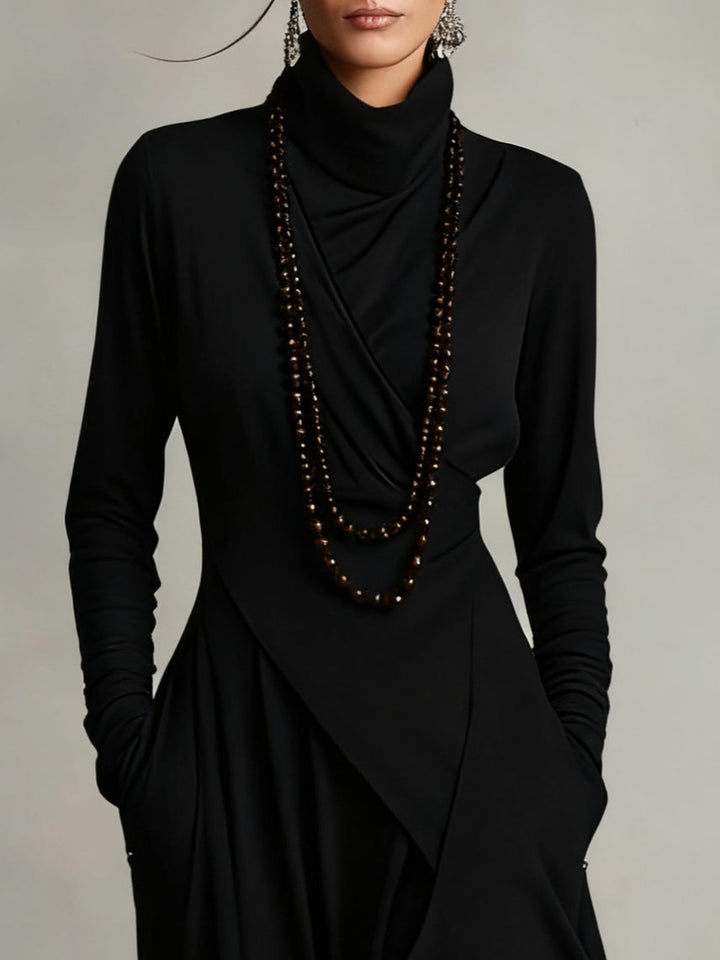 Corinna high neck long sleeve asymmetric maxi dress – image 7