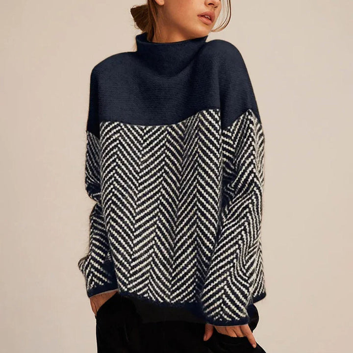 Zoya herringbone oversized turtleneck sweater