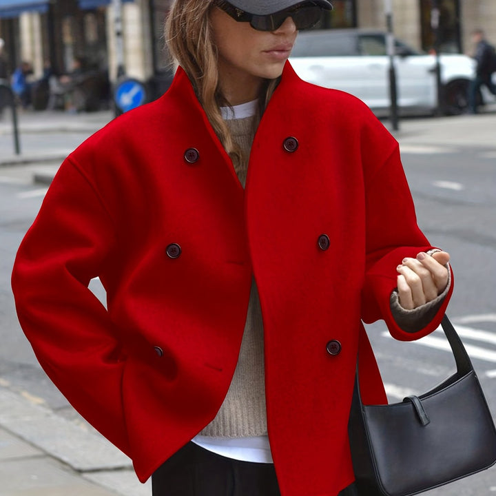 Maeve cropped stand collar pea coat – image 12