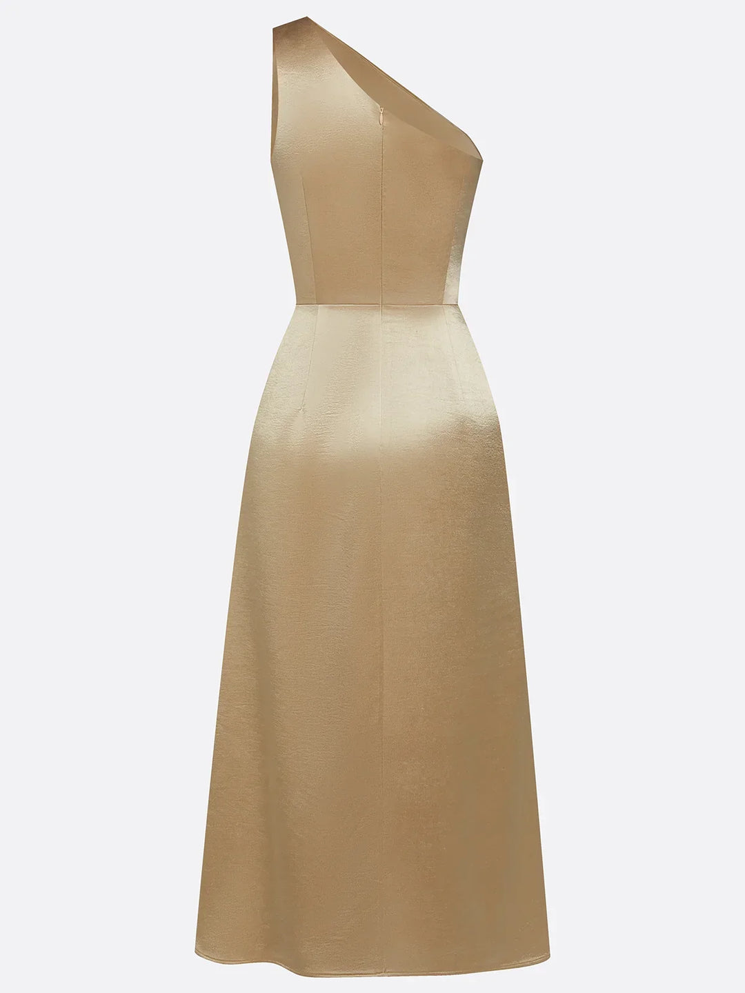 Allegra satin one shoulder ruched midi dress – image 11