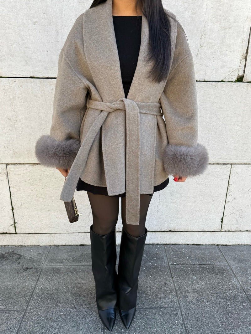 Diana belted oversized wrap coat