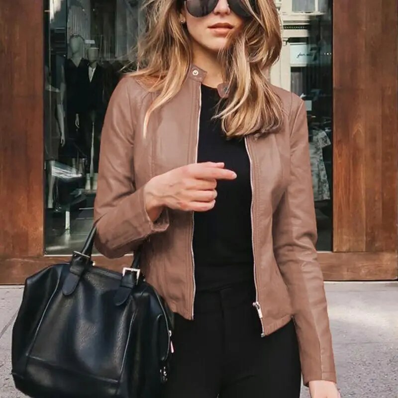 Gianna draped cropped faux leather jacket