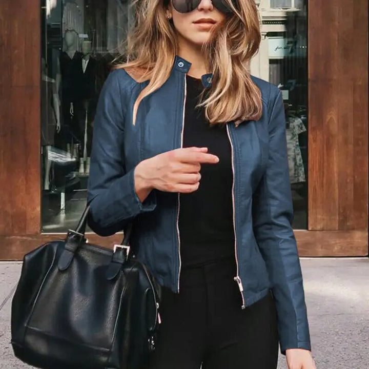 Gianna draped cropped faux leather jacket – image 10