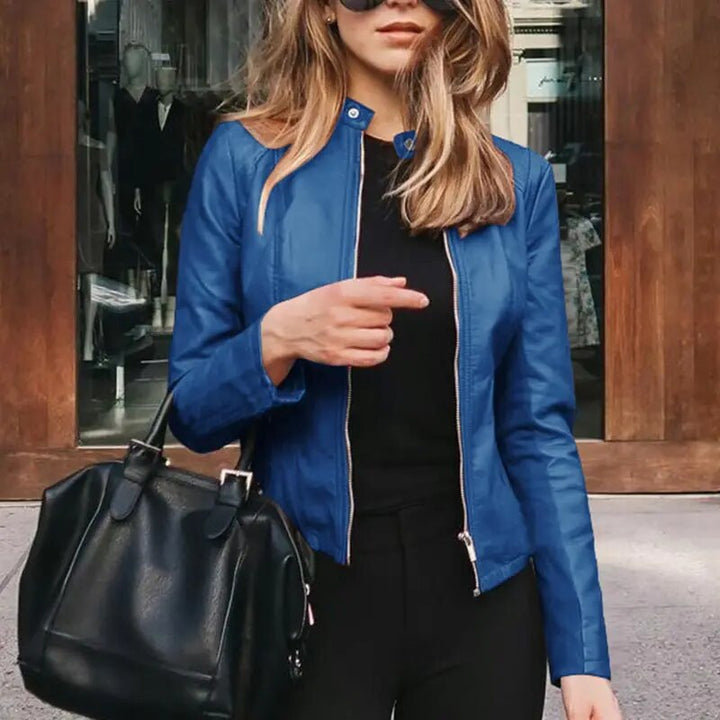 Gianna draped cropped faux leather jacket – image 3