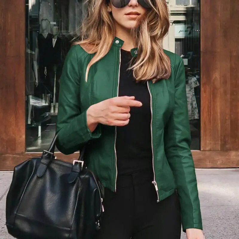Gianna draped cropped faux leather jacket – image 4