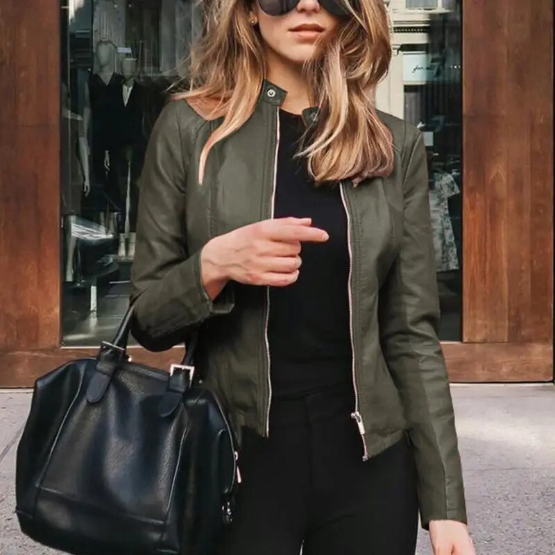 Gianna draped cropped faux leather jacket – image 5