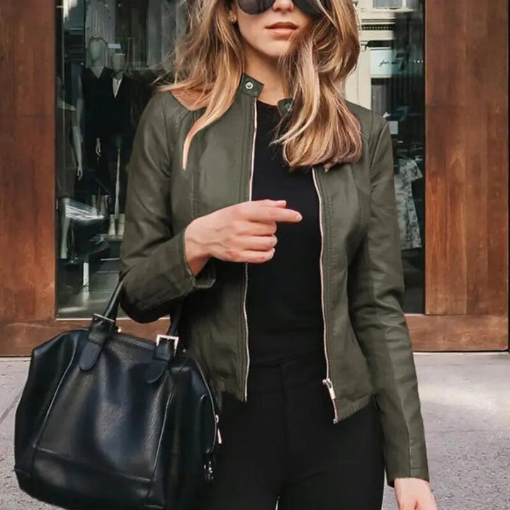 Gianna draped cropped faux leather jacket – image 5