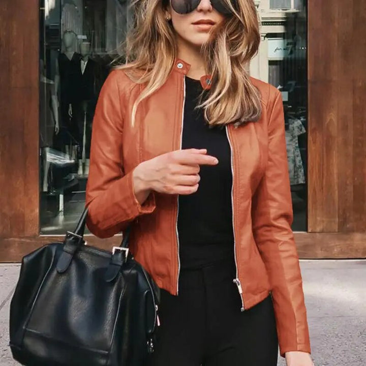 Gianna draped cropped faux leather jacket – image 6