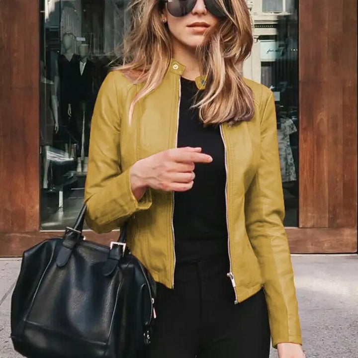 Gianna draped cropped faux leather jacket – image 9