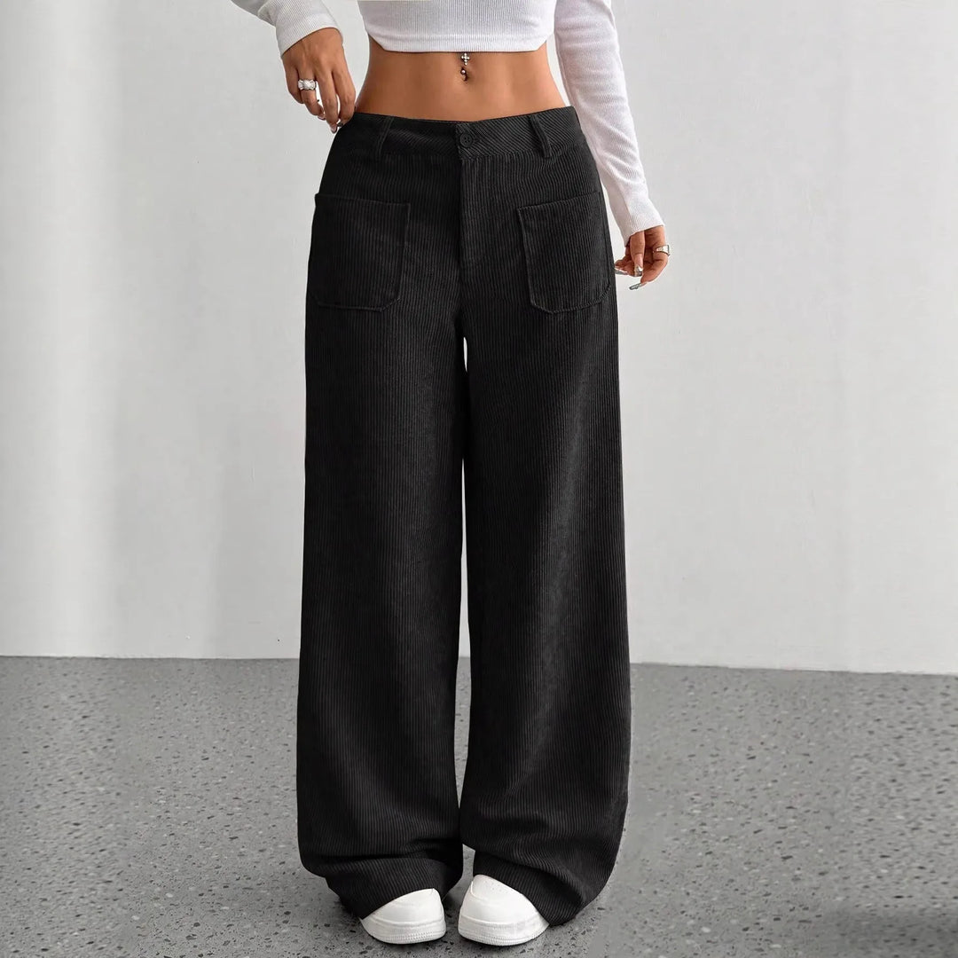 Kamila high waist ribbed wide leg pants – image 4