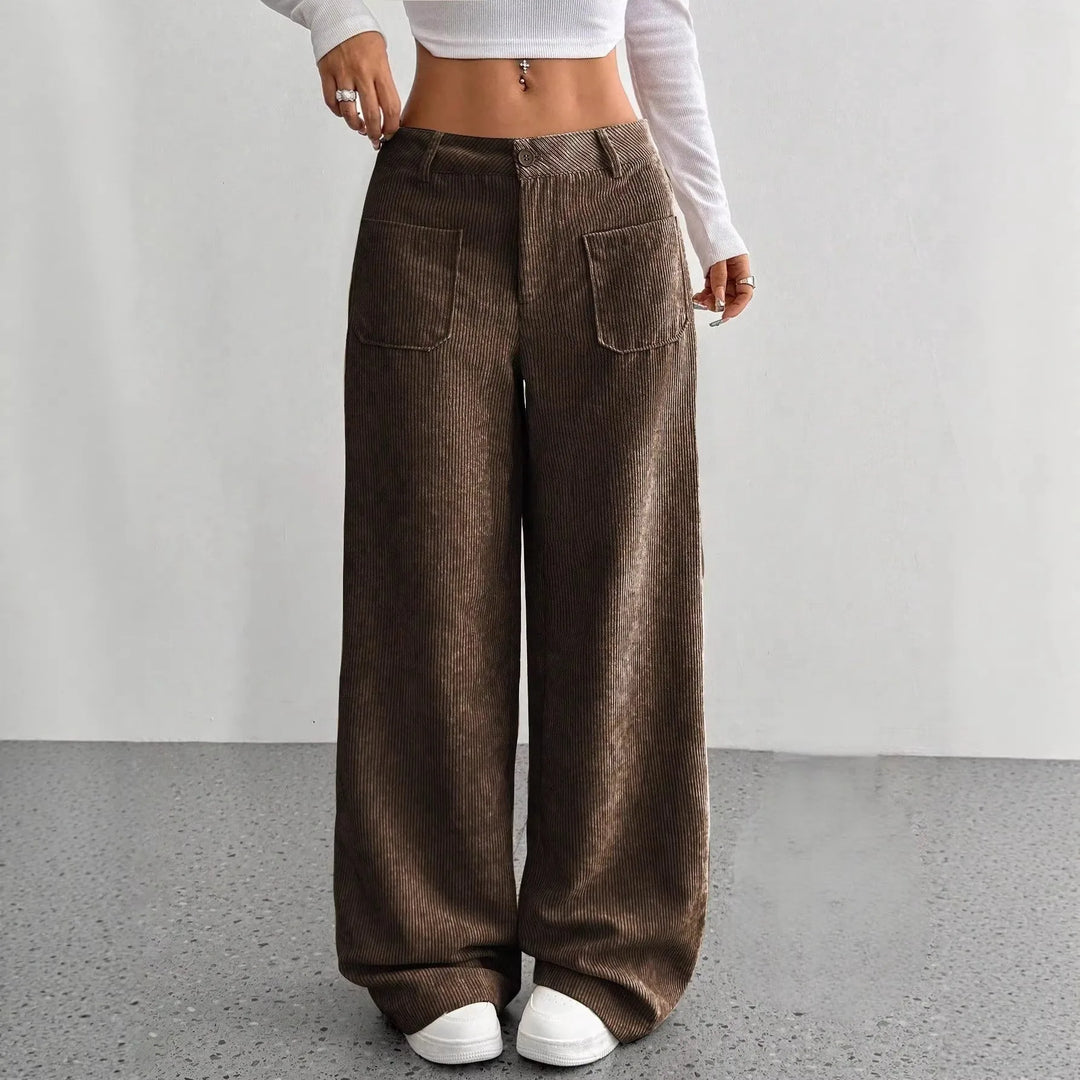 Kamila high waist ribbed wide leg pants – image 3