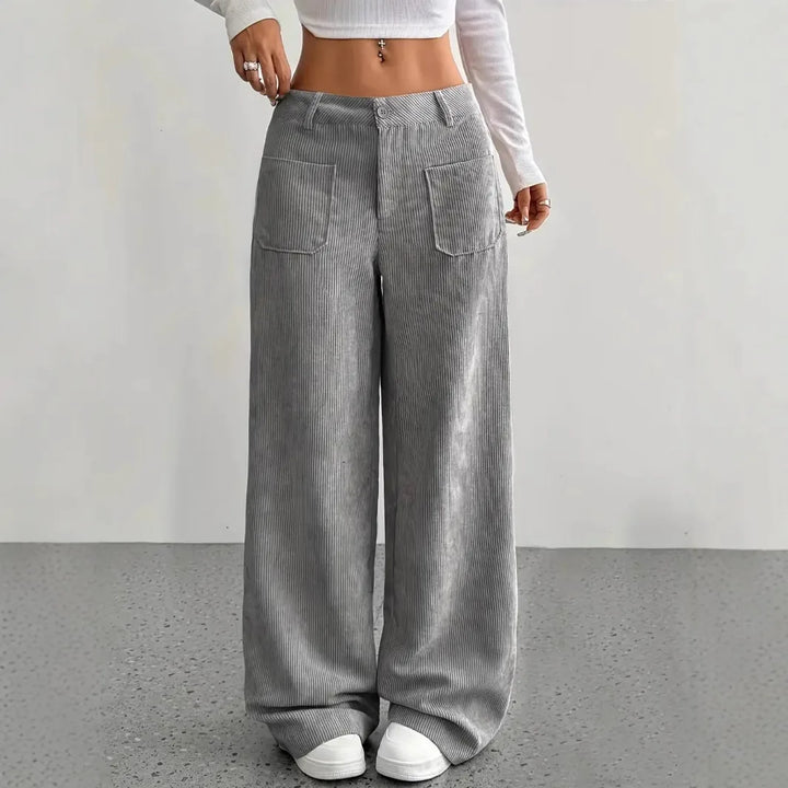 Kamila high waist ribbed wide leg pants