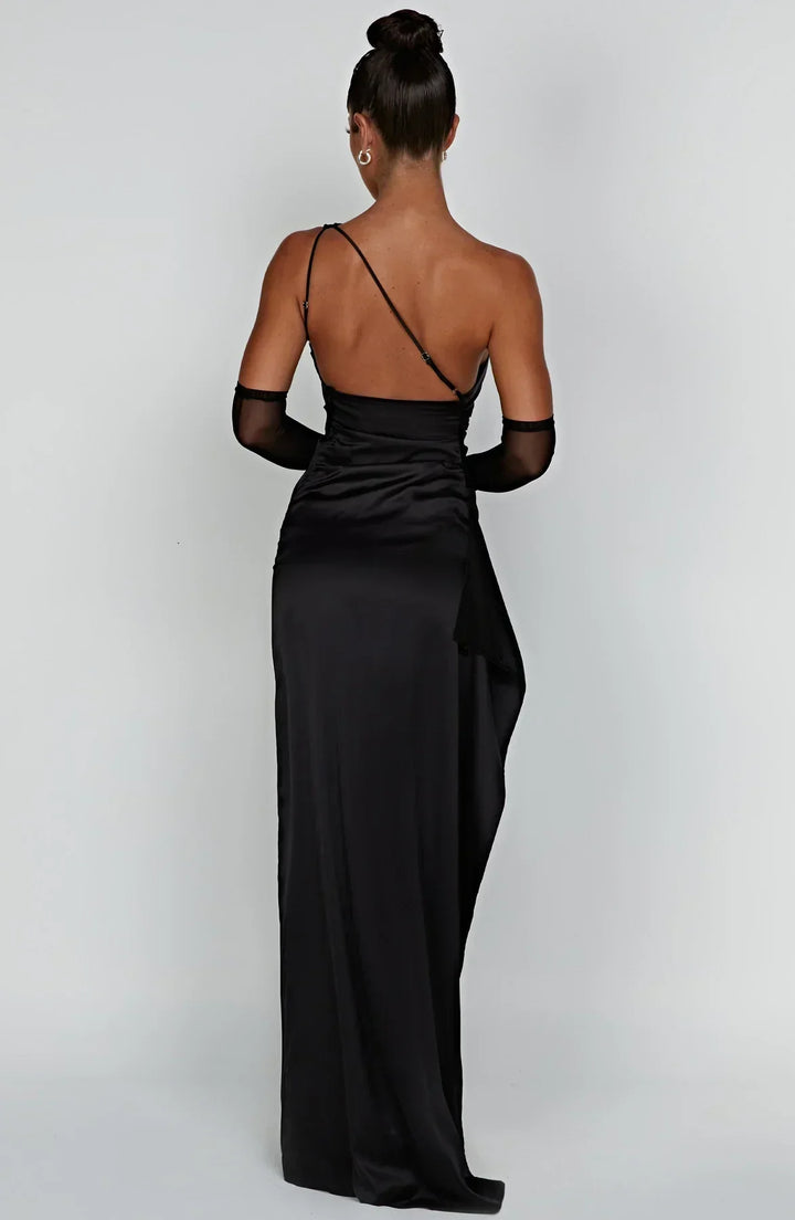 Eden one shoulder satin maxi dress with slit – image 21