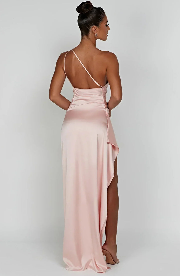 Eden one shoulder satin maxi dress with slit – image 11