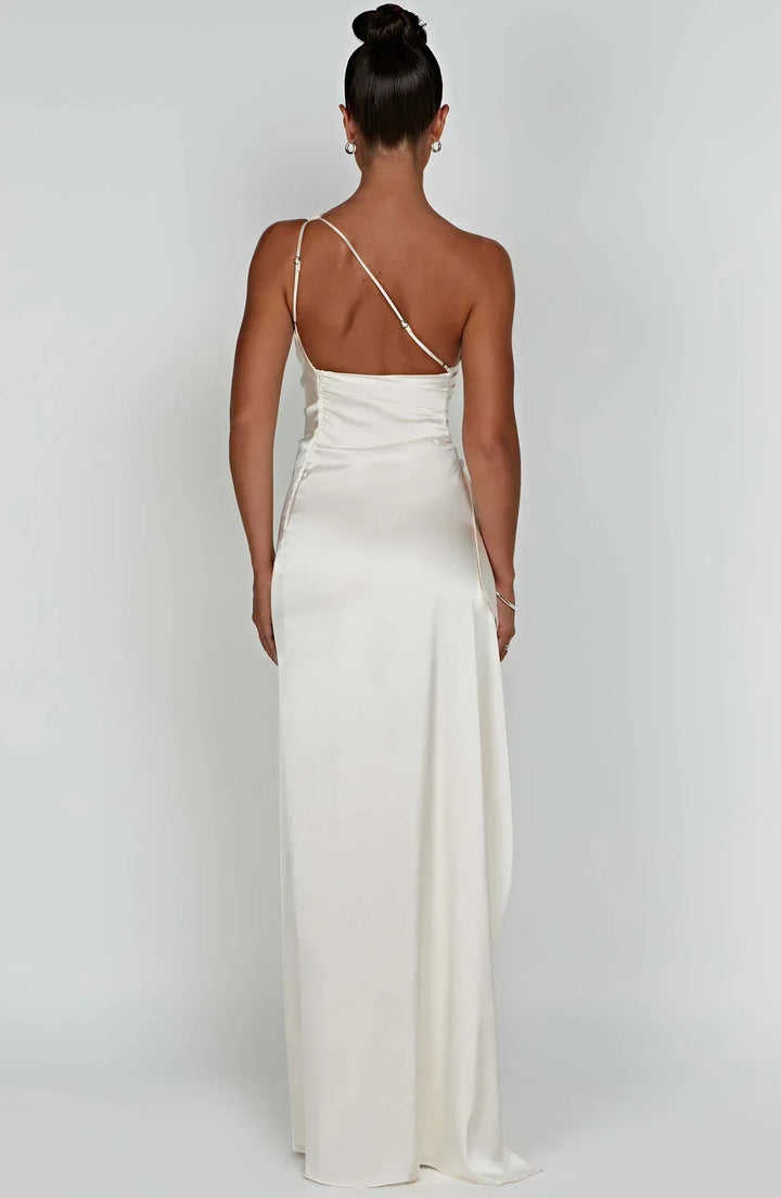 Eden one shoulder satin maxi dress with slit – image 31