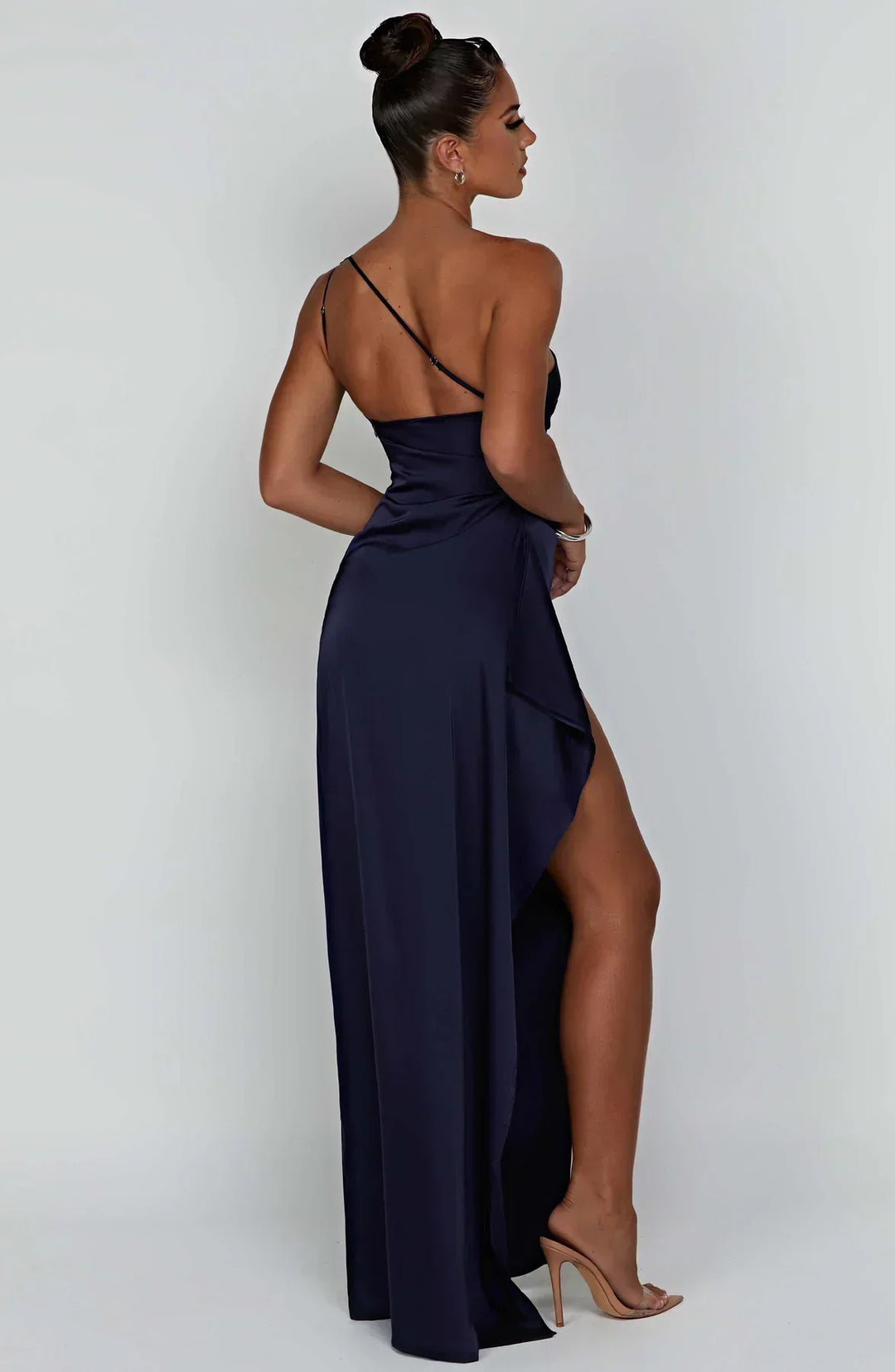 Eden one shoulder satin maxi dress with slit – image 17