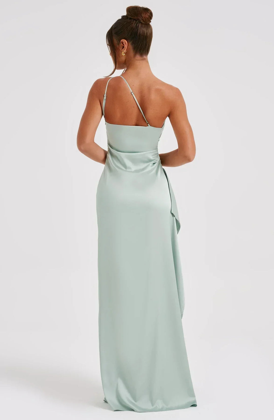 Eden one shoulder satin maxi dress with slit – image 44