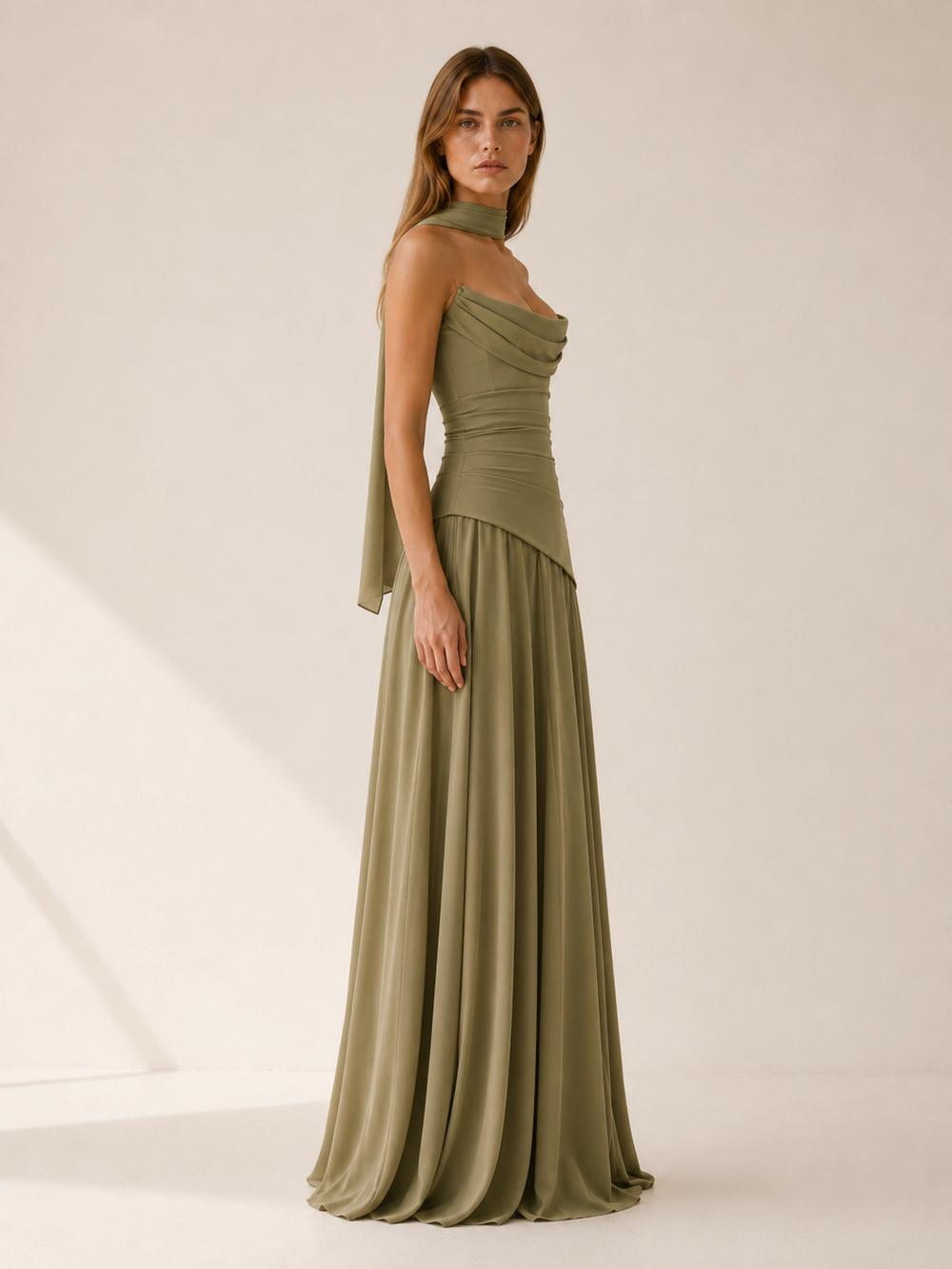Clarissa strapless draped satin maxi dress – image 2