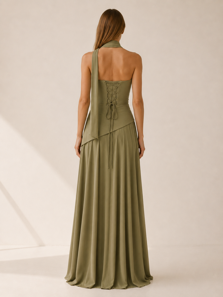 Clarissa strapless draped satin maxi dress – image 3