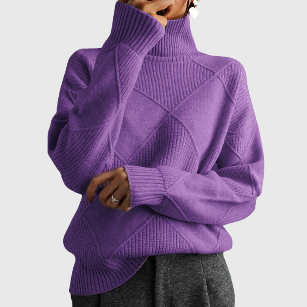 Pauline oversized diamond knit turtleneck sweater – image 2