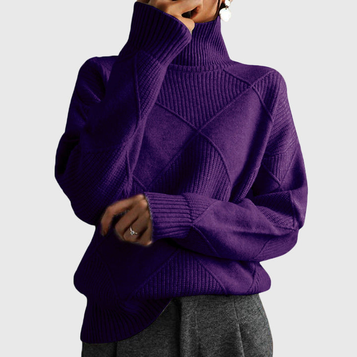 Pauline oversized diamond knit turtleneck sweater – image 7